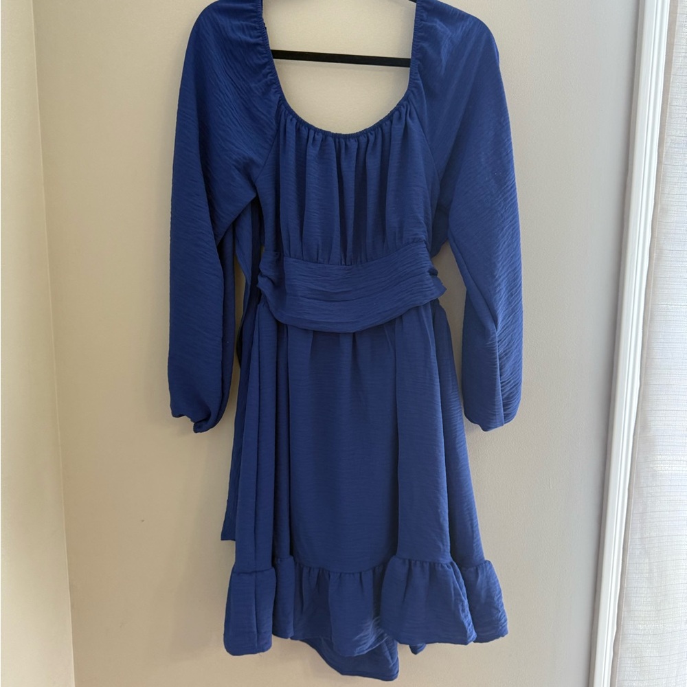 Elegant Blue Backless Dress